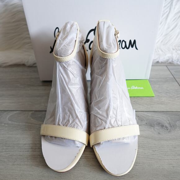 Sam Edelman Patti Ankle Strap Sandal Cream Patent New size 9.5W Wide - Picture 4 of 16